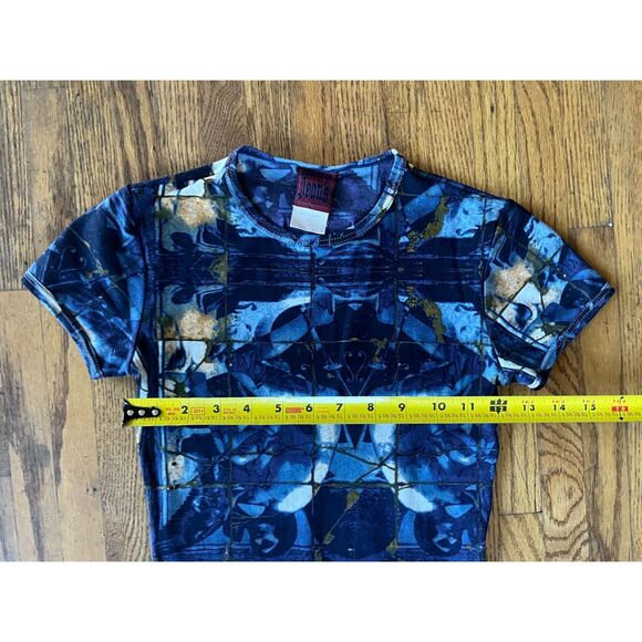Vintage Jean Paul Gaultier Jeans Blue Pattern T Shirt Mini Dress Women's Size 36 - Picture 7 of 7